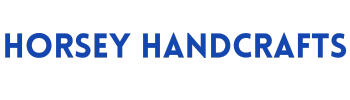 Logo of Horséy Handcrafts featuring capitalized lettering in deep blue on a transparent background, symbolizing a modern and professional brand."